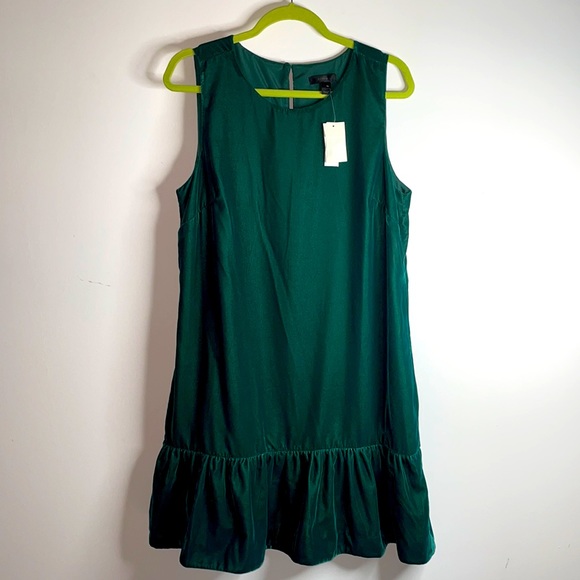J.Crew Velvet Ruffle-hem Dress In Academic Green - Picture 2 of 6